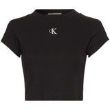 Calvin Klein Womens Mono Ribbed Crop T-Shirt Black