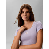 Calvin Klein Womens Ribbed Woven Crop Top Cosmic Sky