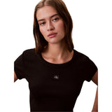 Calvin Klein Womens Ribbed Woven Crop Top Black