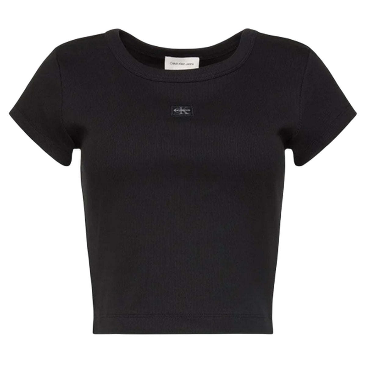 Calvin Klein Womens Ribbed Woven Crop Top Black