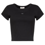 Calvin Klein Womens Ribbed Woven Crop Top Black