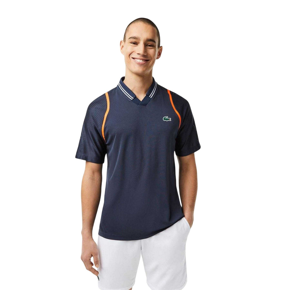 Lacoste Mens Contrast Detail Polo Shirt Night Blue