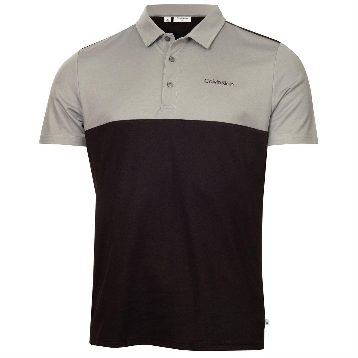 Calvin Klein Mens Embroidered Collared Polo Shirt Black/Silver