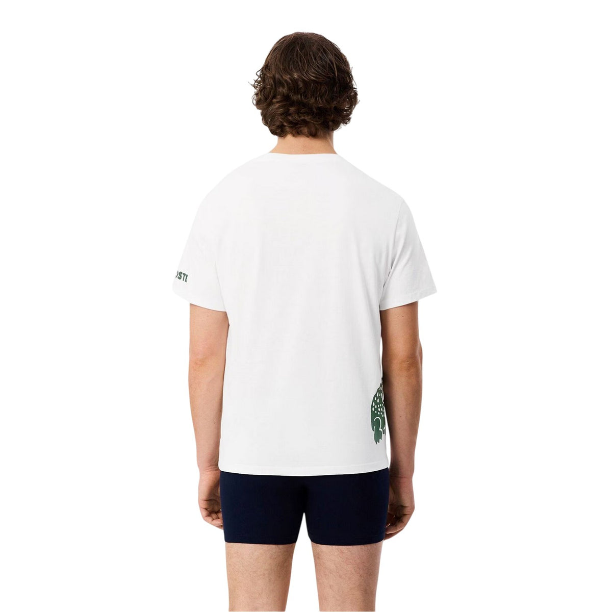 Lacoste Mens Back Print Cotton Short-Sleeved Pyjama Top White