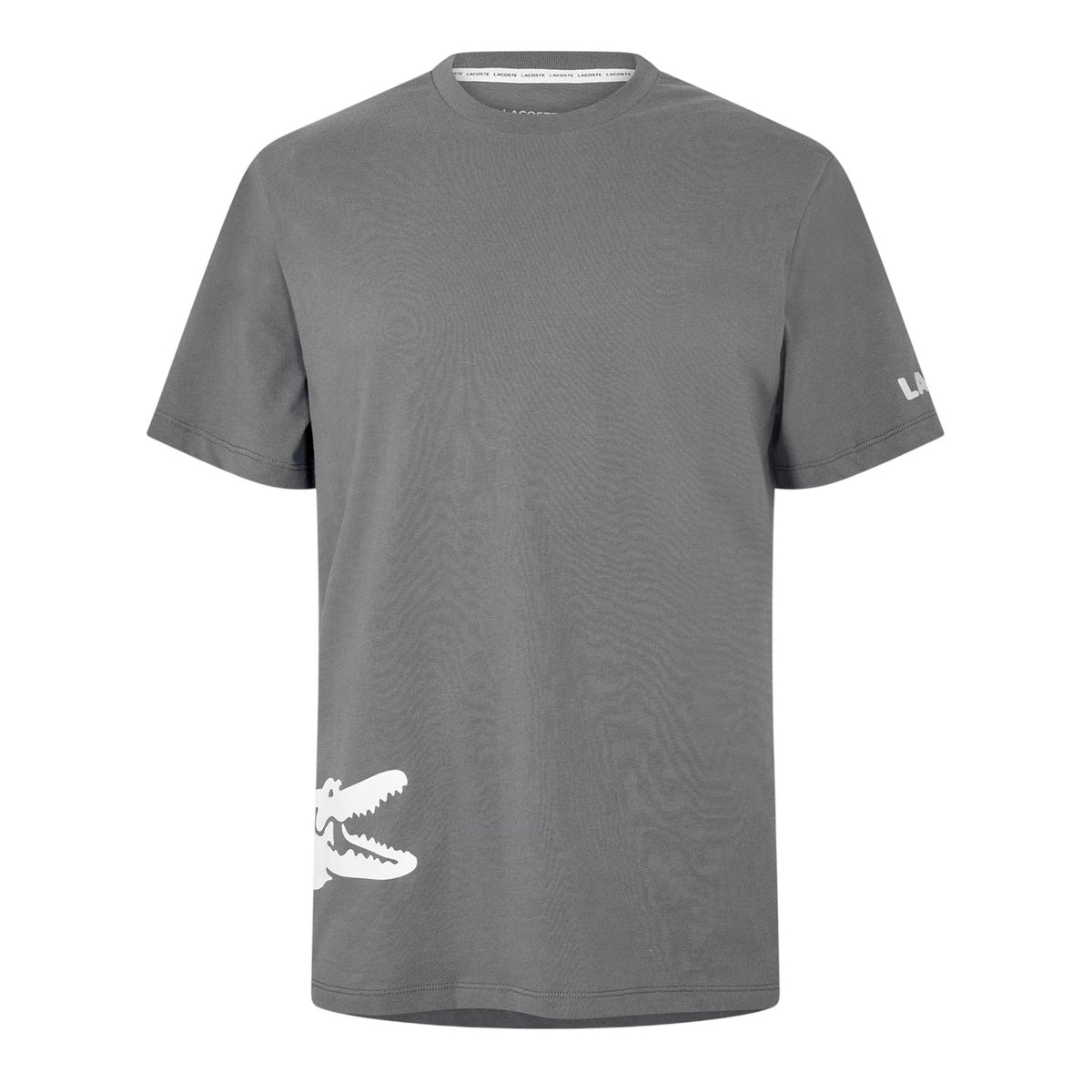 Lacoste Mens Back Print Cotton Short-Sleeved Pyjama Top Grey
