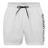 Calvin Klein Mens Logo Polyester Swim Shorts Off White