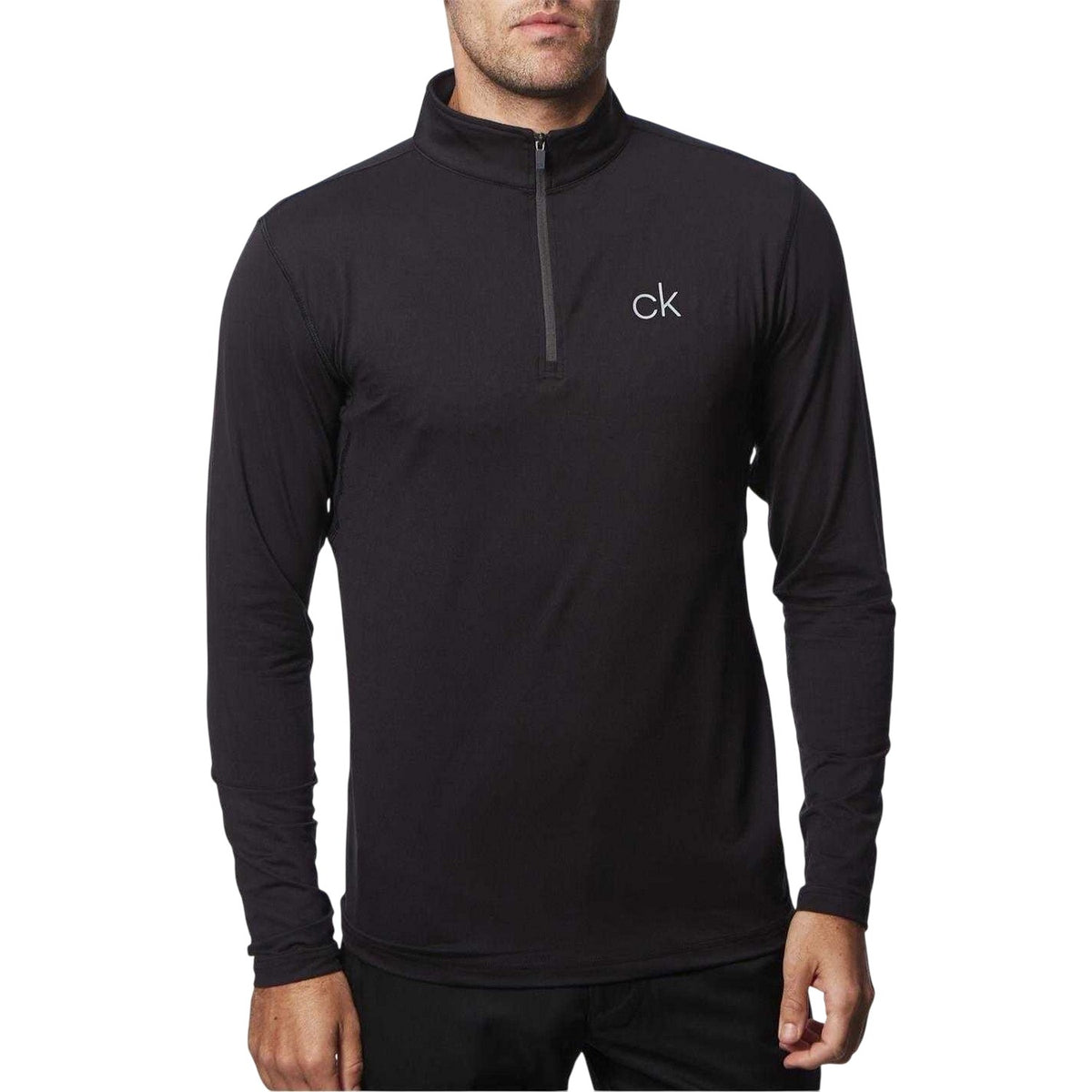 Calvin Klein Mens Newport Quarter Zip Top Black