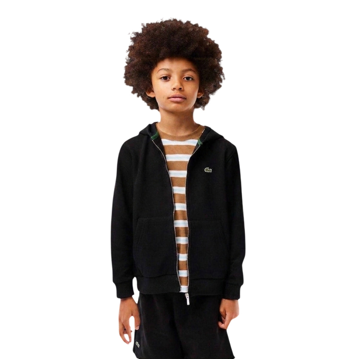 Lacoste Boys Basic Full Zip Hoodie Black