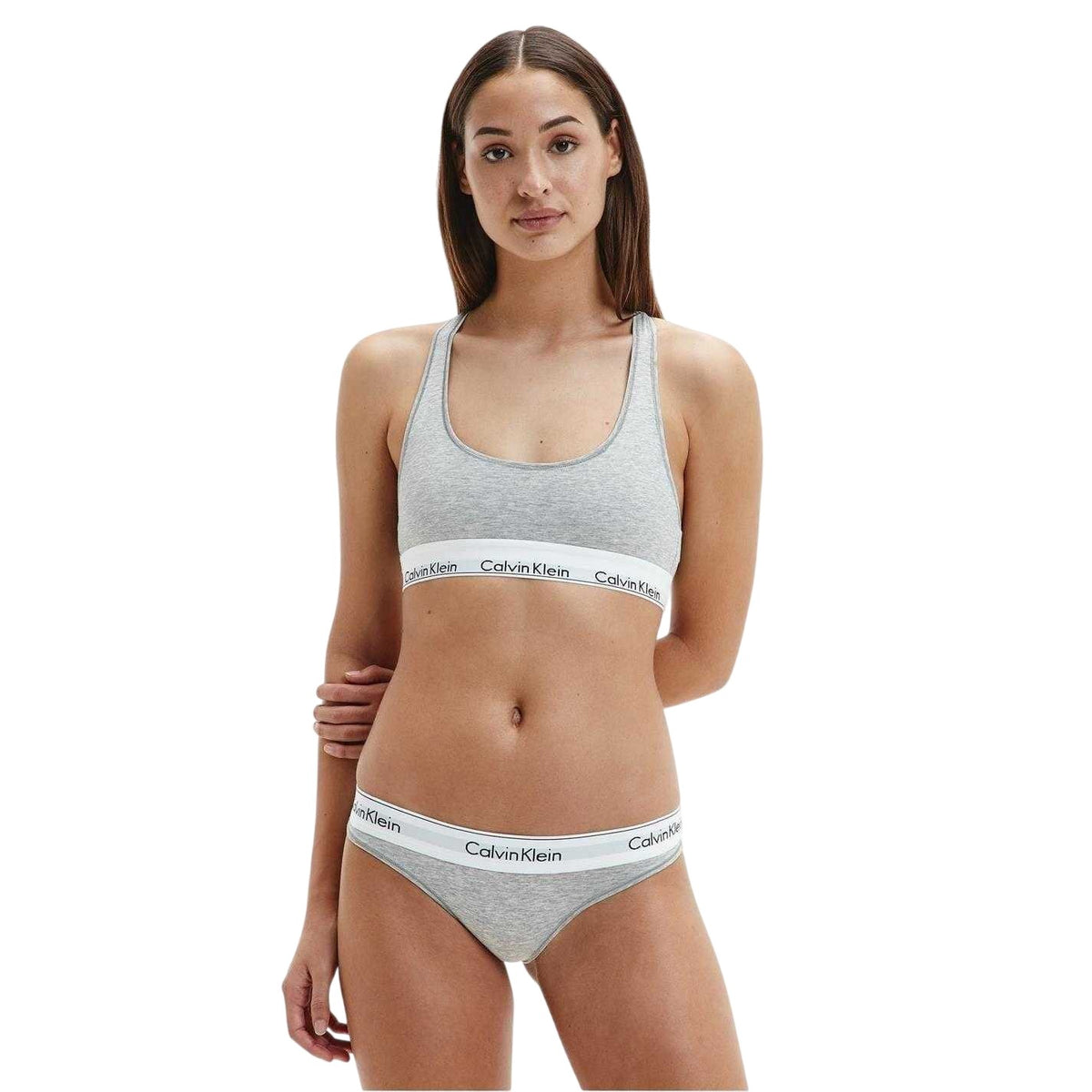 Calvin Klein Womens Cotton Blend Lightweight Modern Briefs Grey