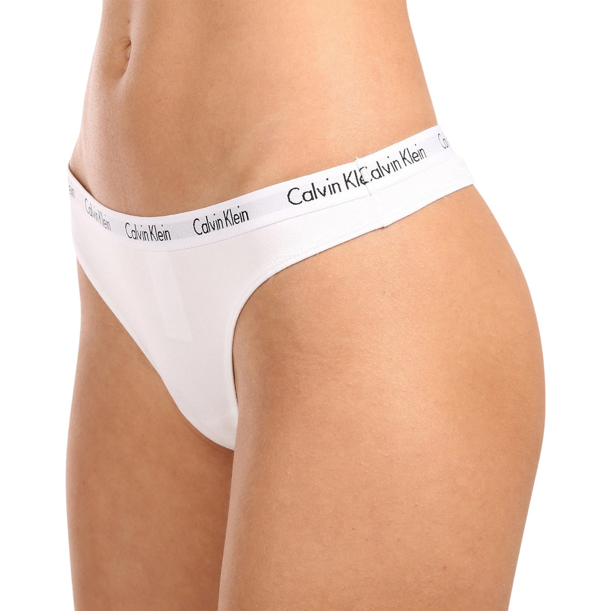 Calvin Klein Womens Branded Thong (Pack of 3) Black/White
