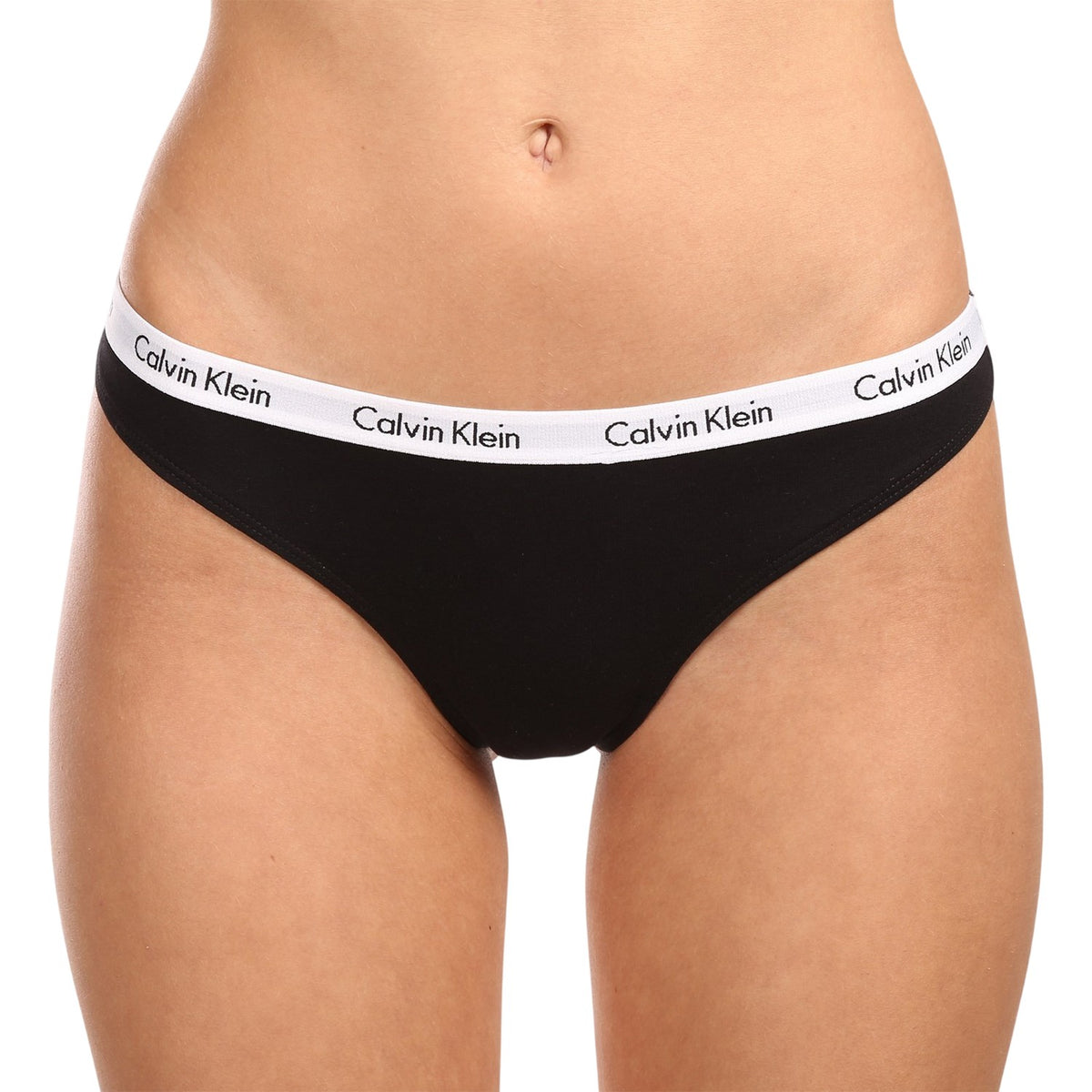 Calvin Klein Womens Branded Thong (Pack of 3) Black/White