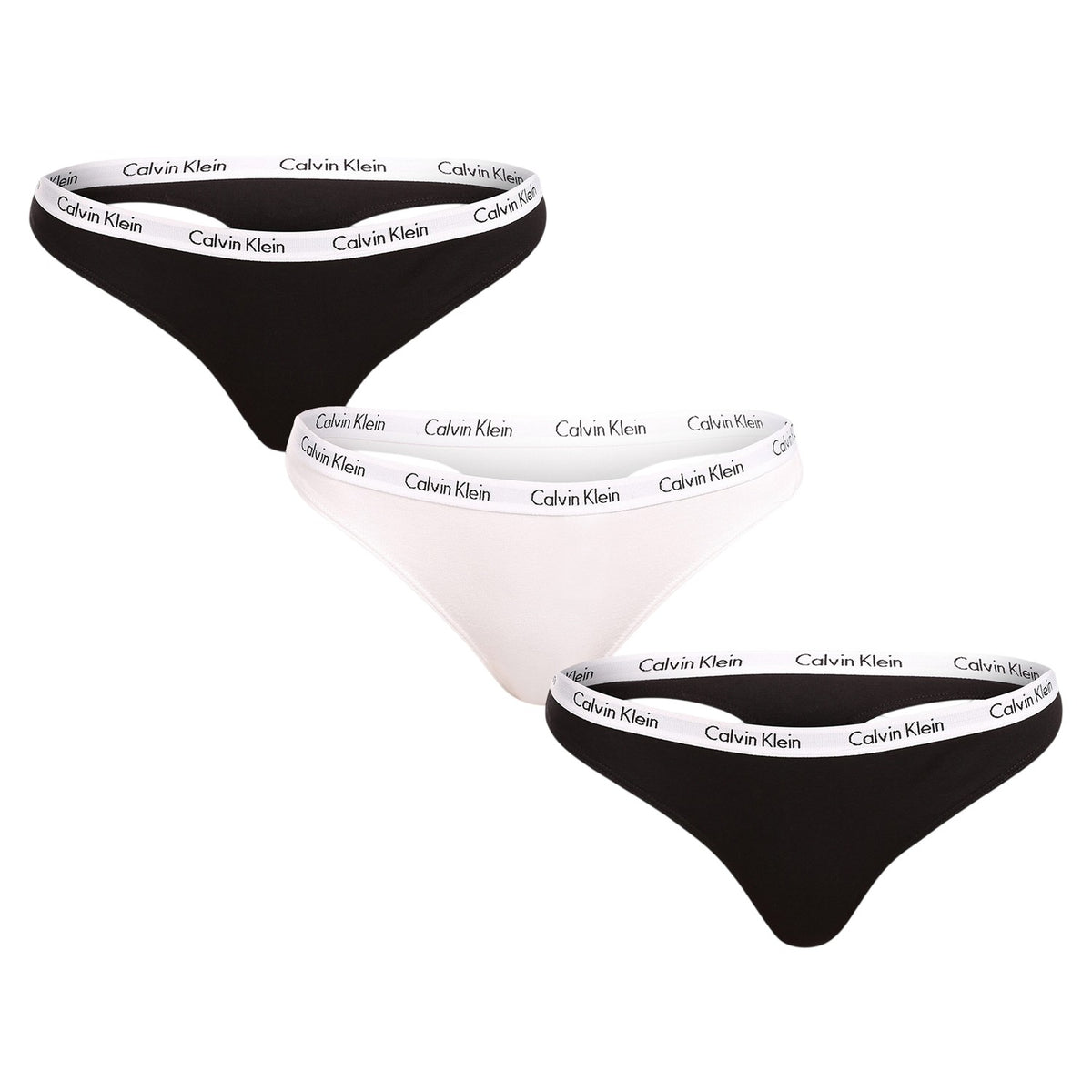 Calvin Klein Womens Branded Thong (Pack of 3) Black/White