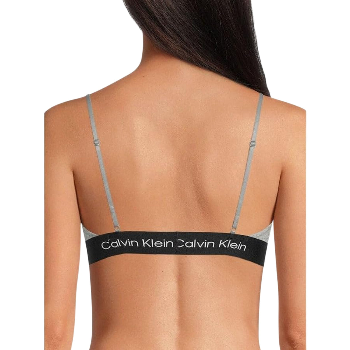 Calvin Klein Womens Triangle Spaghetti Strap Bralette Grey Heather