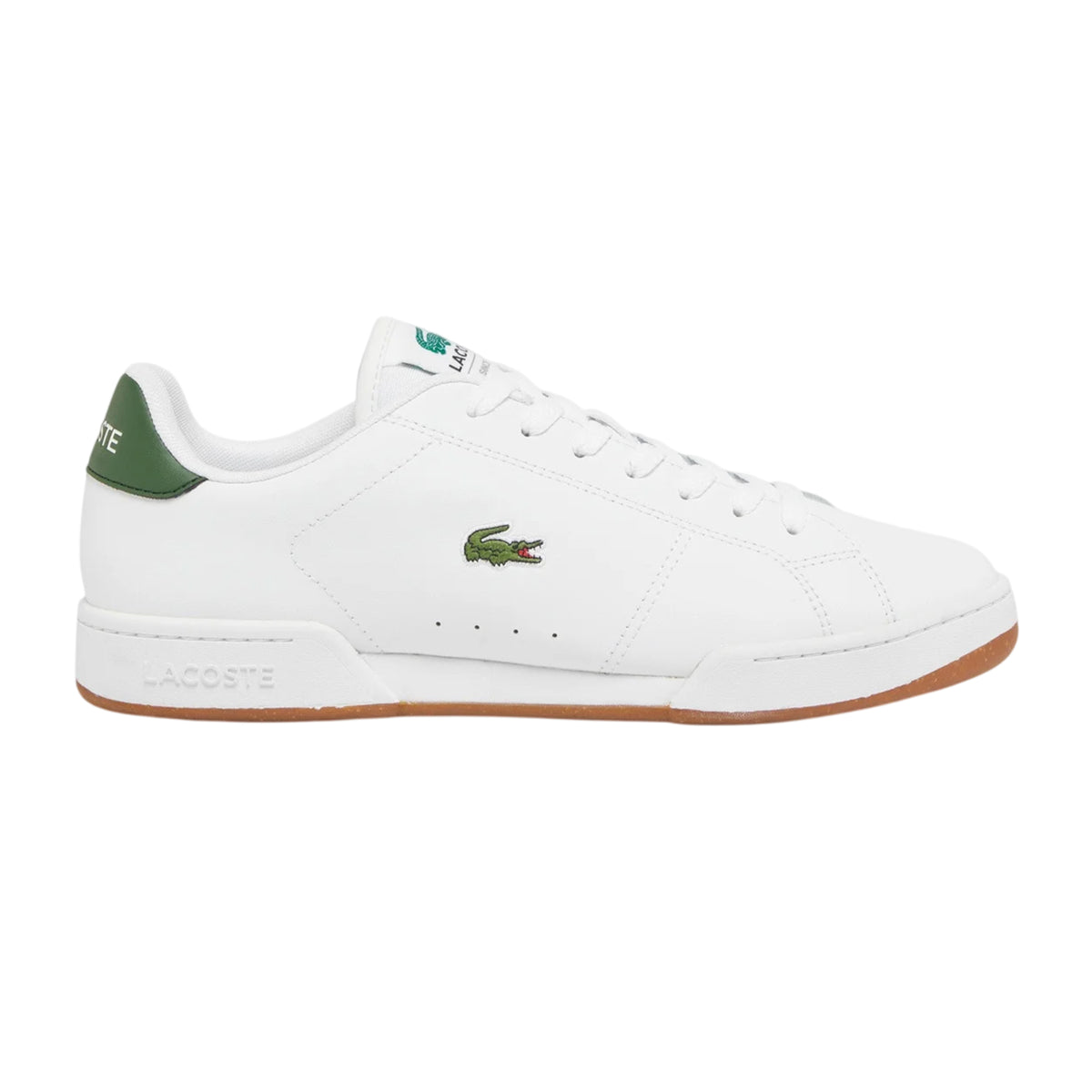 Lacoste Mens Carnaby Leather Trainers White/Green/Gum