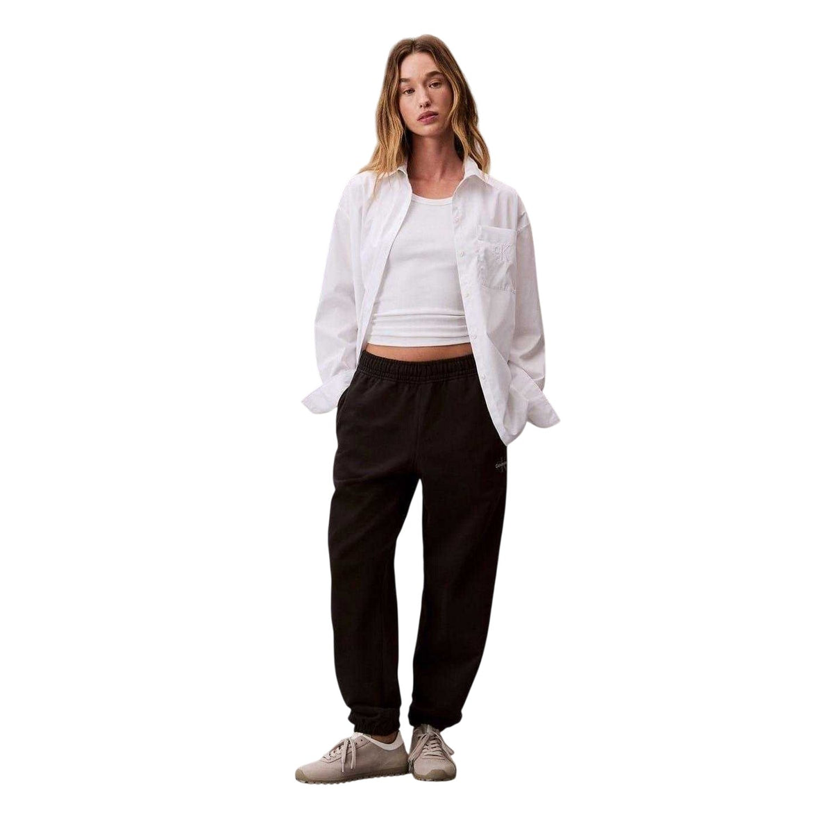 Calvin Klein Womens Fleece Patterned Joggers Black