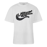 Lacoste Mens Croc Script Graphic Logo Classic T-Shirt White