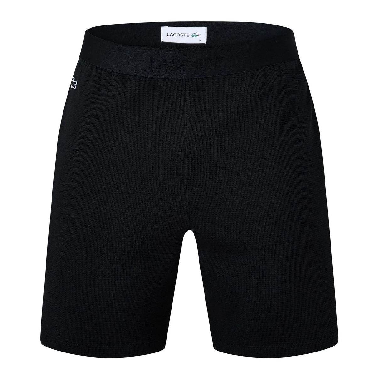 Lacoste Mens Waffle Relaxed Fit Pyjama Shorts Black