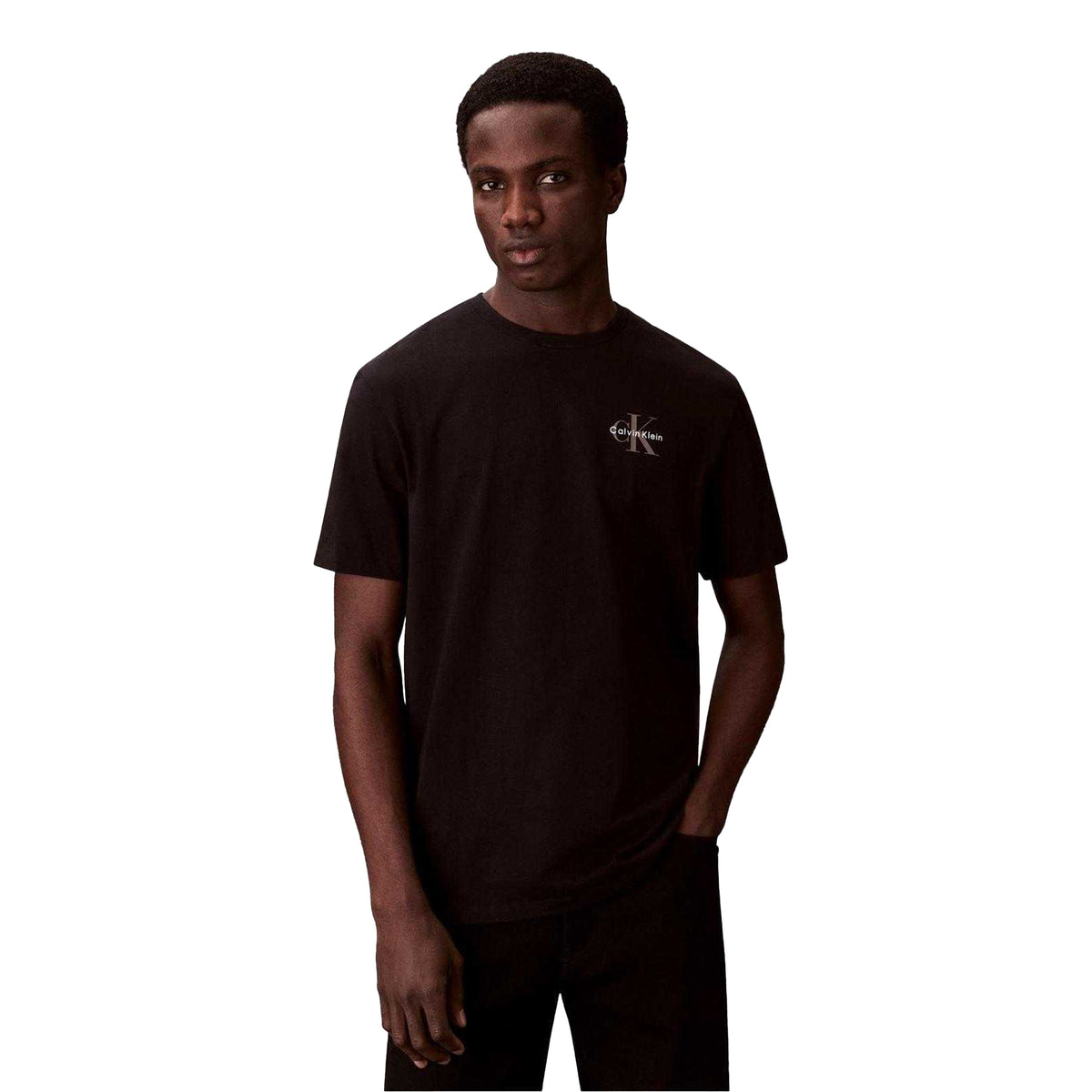 Calvin Klein Mens Micro Logo T-Shirt (Pack of 2) Black/White