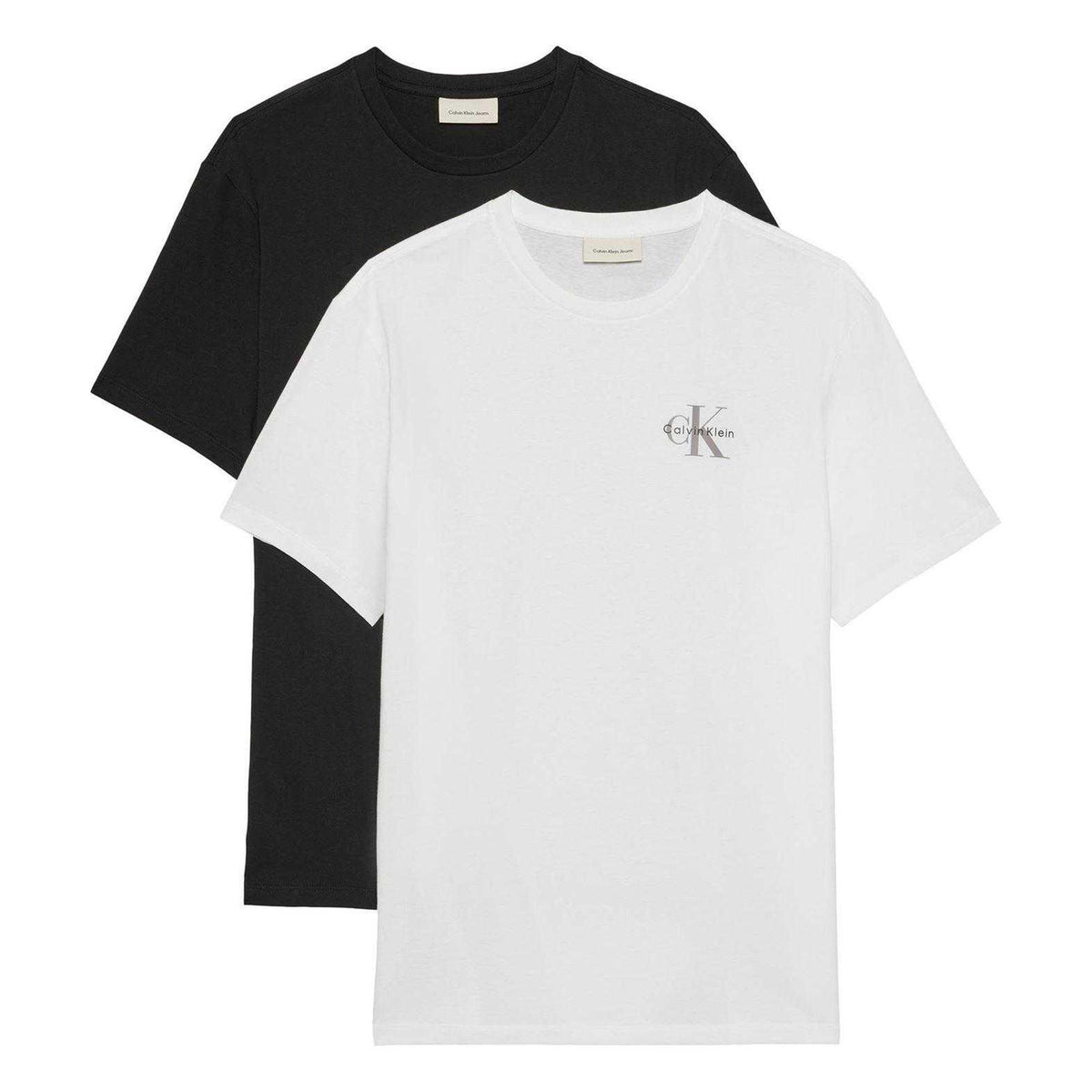 Calvin Klein Mens Micro Logo T-Shirt (Pack of 2) Black/White
