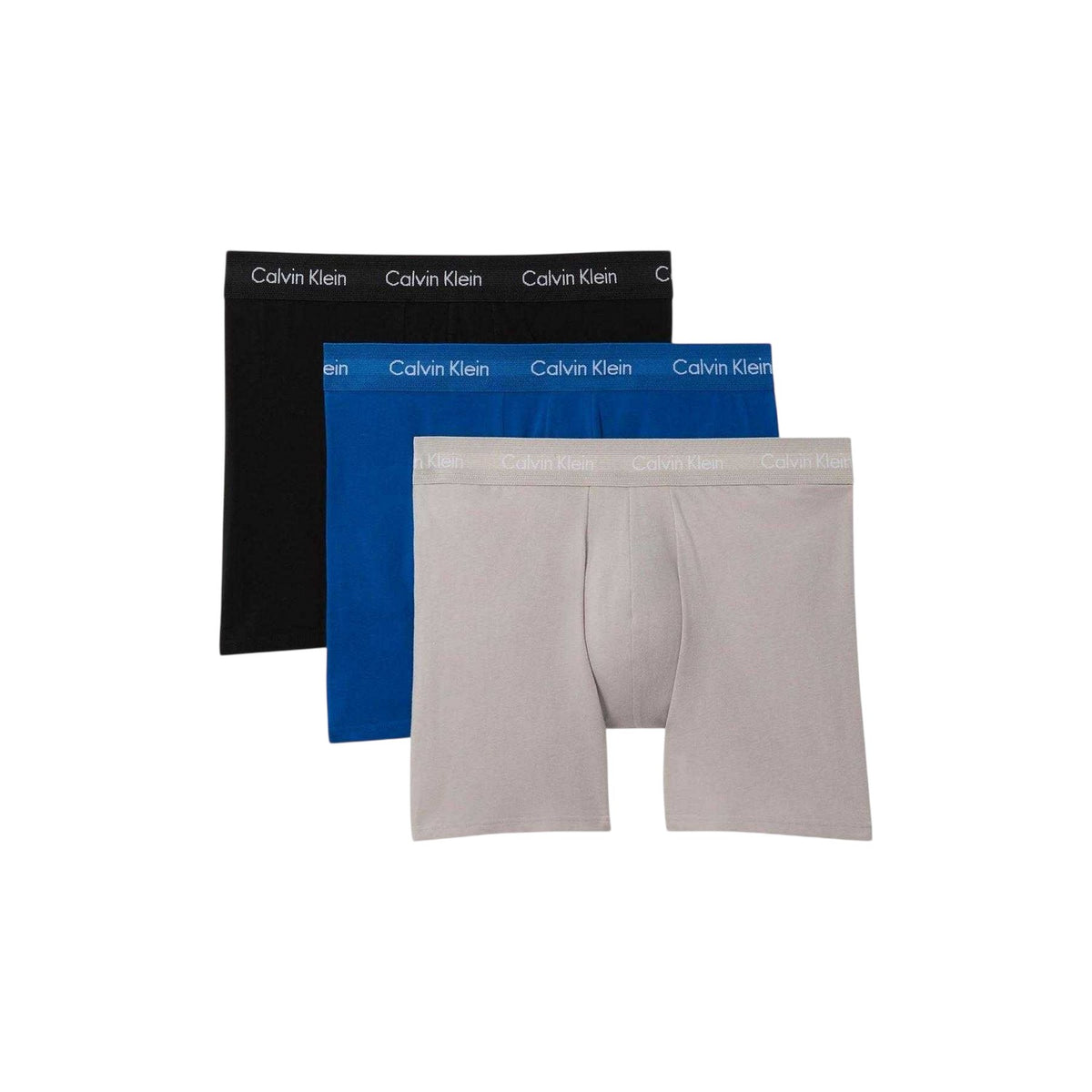 Calvin Klein Mens Cotton Blend Boxer Briefs (Pack of 3) Black/Grey/Blue