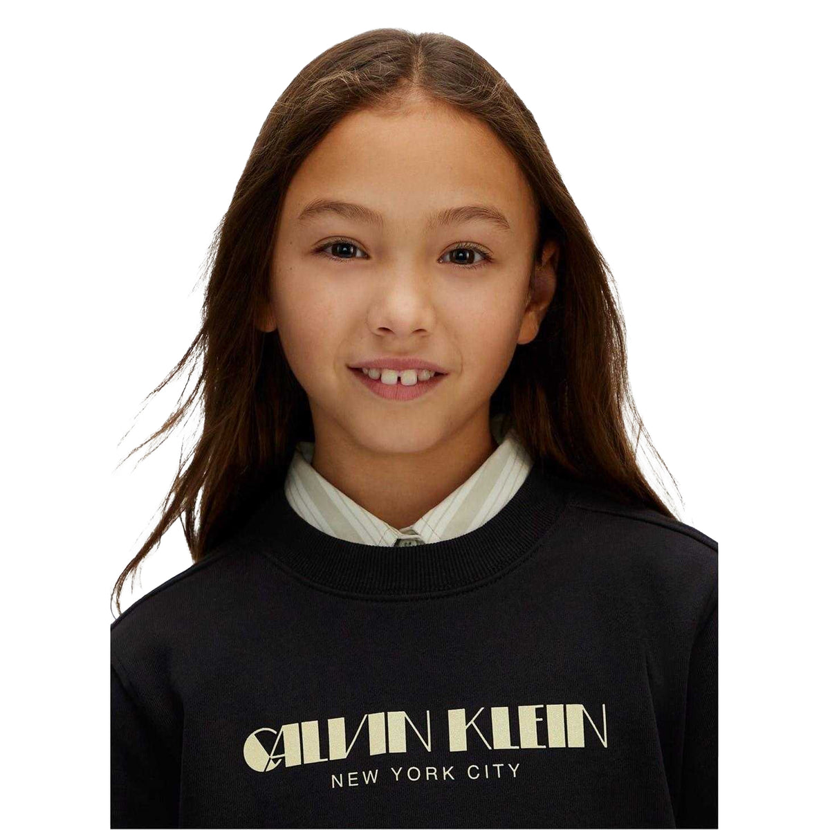 Calvin Klein Kids Glitter Logo Regular Sweatshirt Black