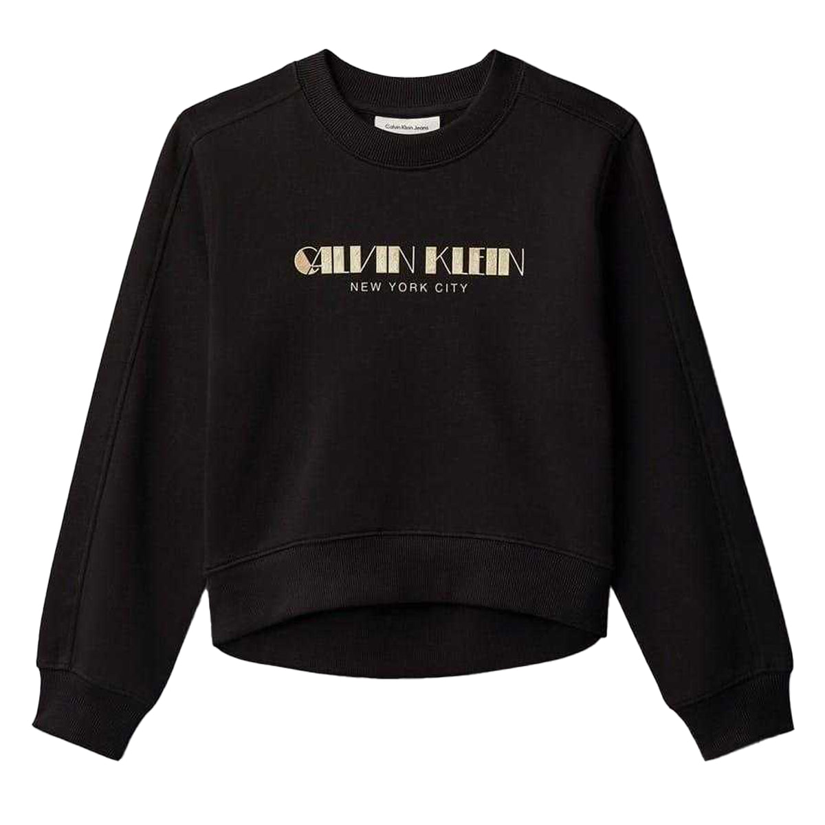 Calvin Klein Kids Glitter Logo Regular Sweatshirt Black