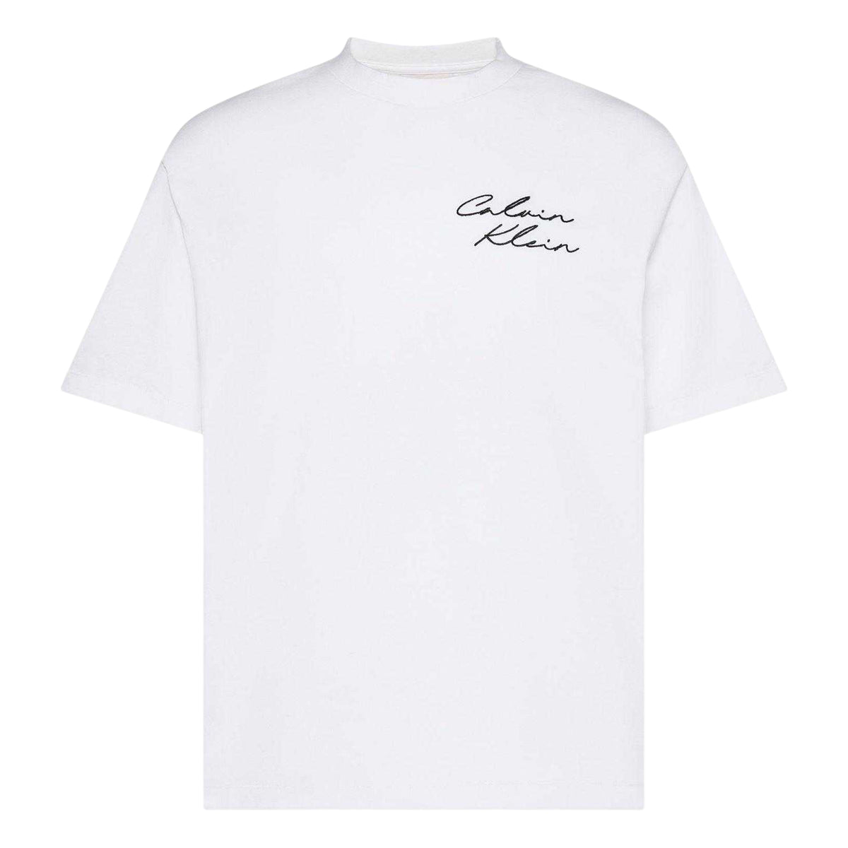 Calvin Klein Mens Script Relaxed Fit T-Shirt Bright White