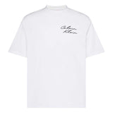 Calvin Klein Mens Script Relaxed Fit T-Shirt Bright White