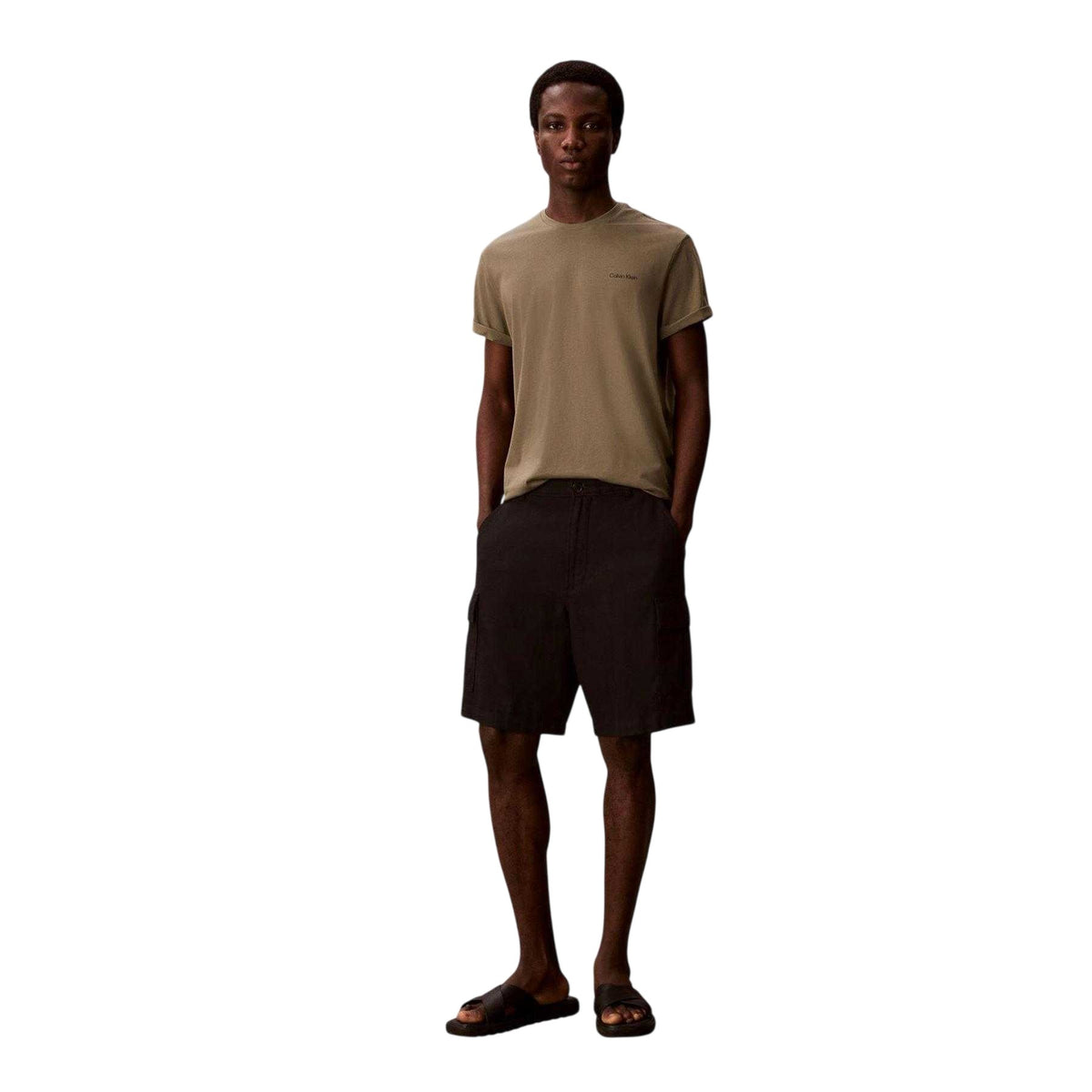 Calvin Klein Mens Small Logo T-Shirt Dusty Olive