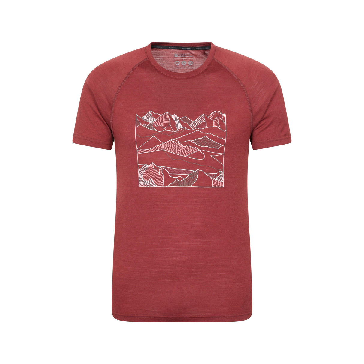 Mountain Warehouse Mens Quest Printed Merino Blend Thermal Top Burgundy