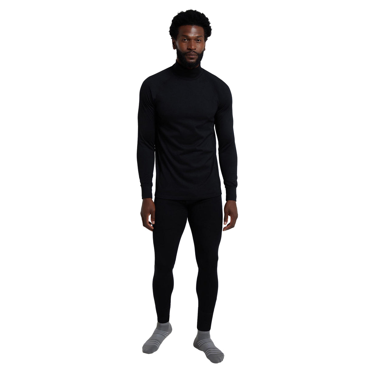 Mountain Warehouse Mens Summit Merino Wool Funnel Neck Thermal Top Black
