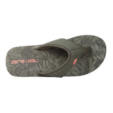 Animal Womens Swish Leaf Print Recycled Flip Flops Dark Khaki