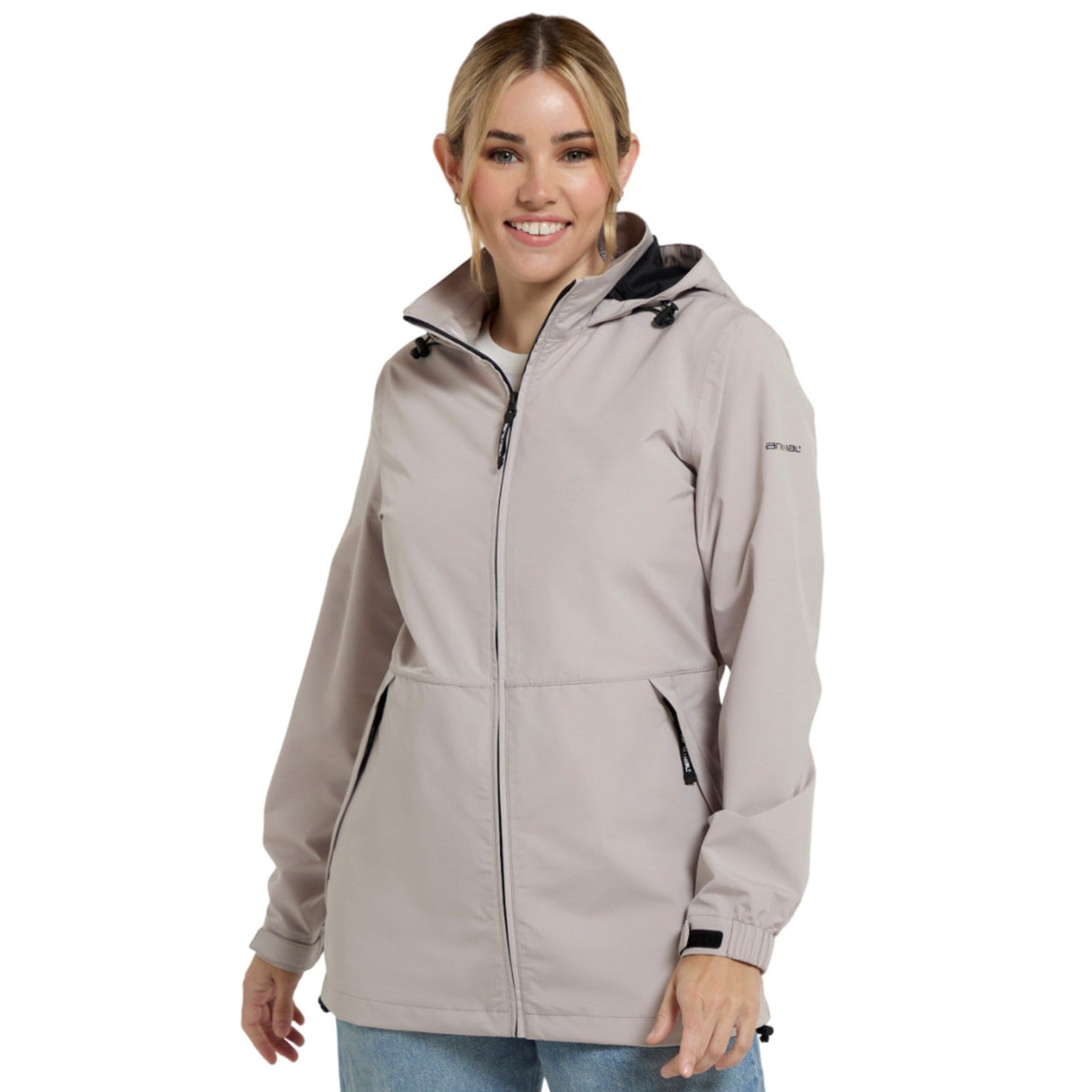Animal Womens Pace Packable Waterproof Jacket Light Beige