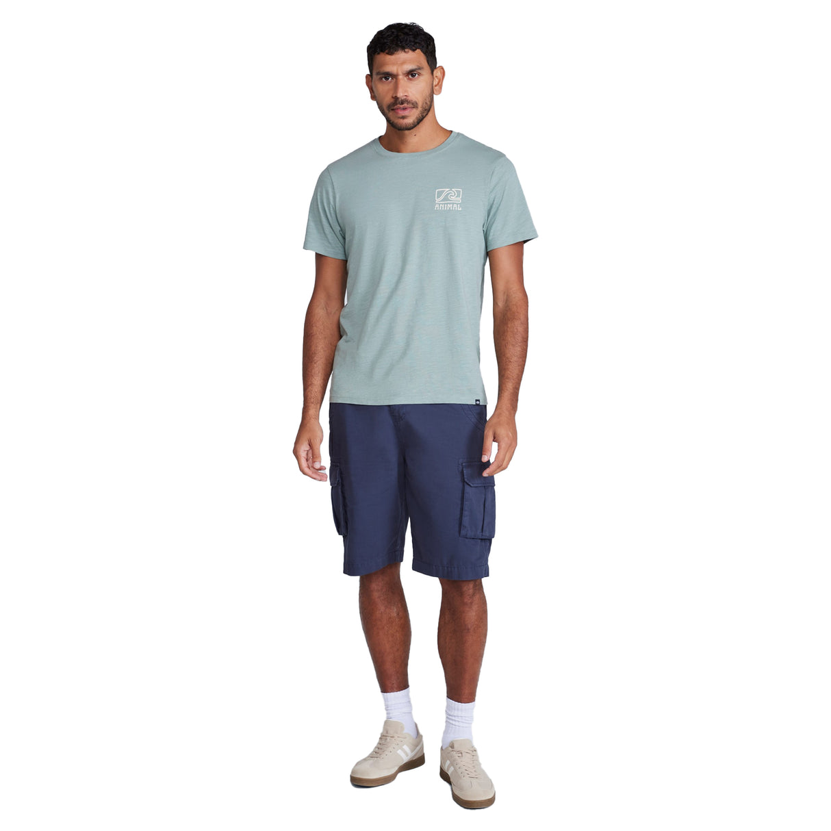 Animal Mens Jacob Back Print Organic T-Shirt Pale Green