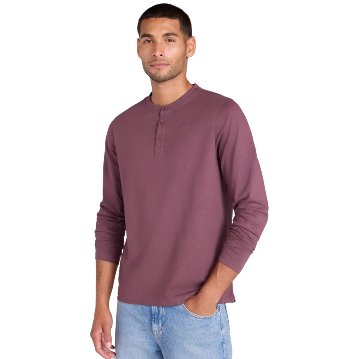 Animal Mens Noah Organic Henley T-Shirt Dark Purple