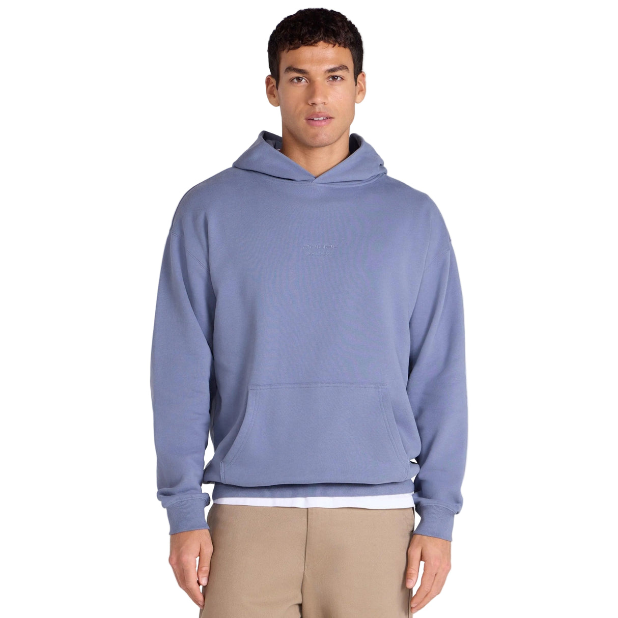 Animal Mens Icon Organic Drop Shoulder Hoodie Blue