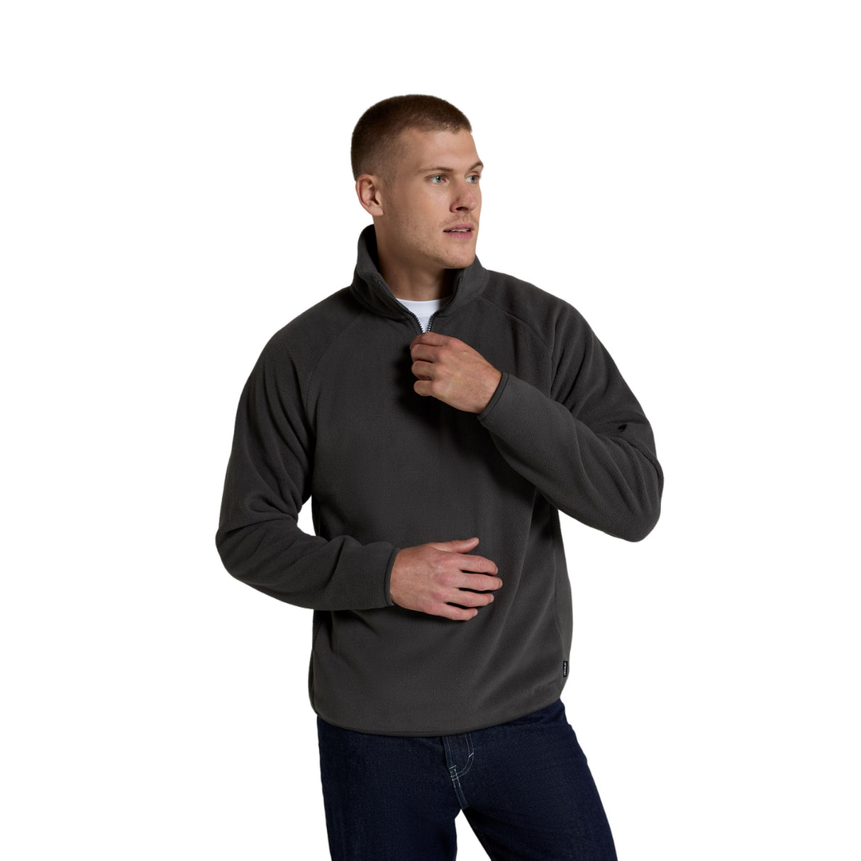 Animal Mens Stockholm Half Zip Fleece Top Dark Grey