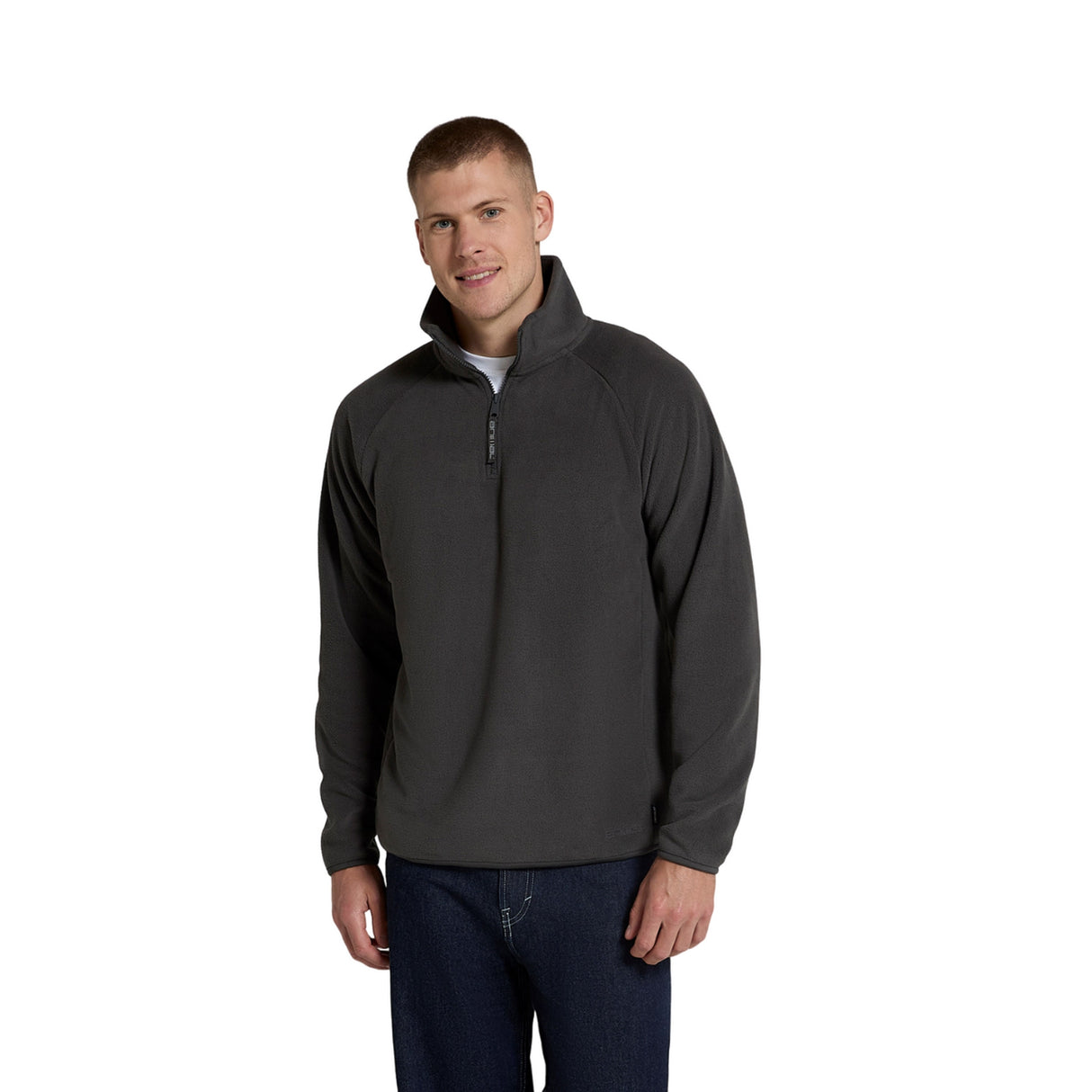 Animal Mens Stockholm Half Zip Fleece Top Dark Grey