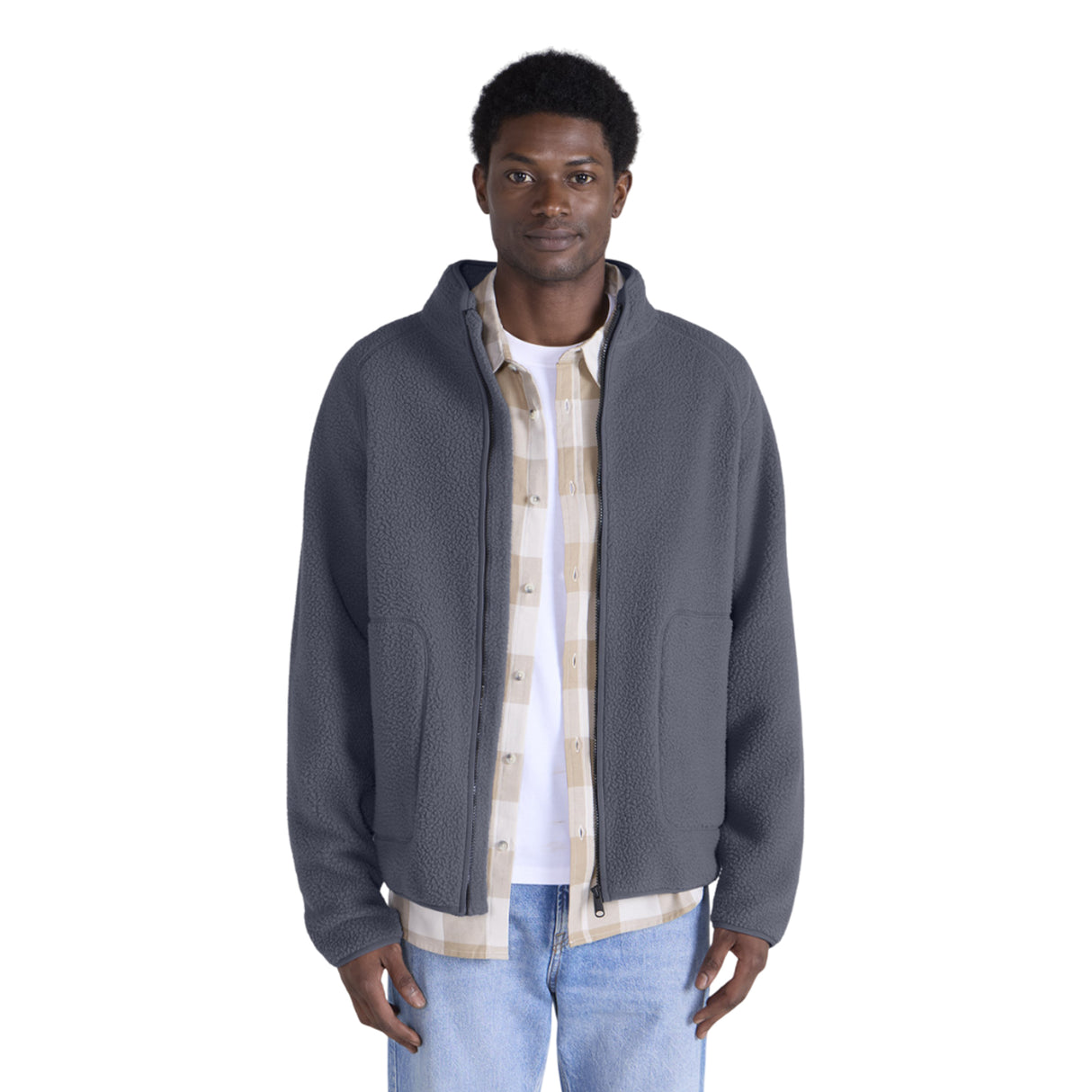 Animal Mens Andy Borg Fleece Jacket Light Grey