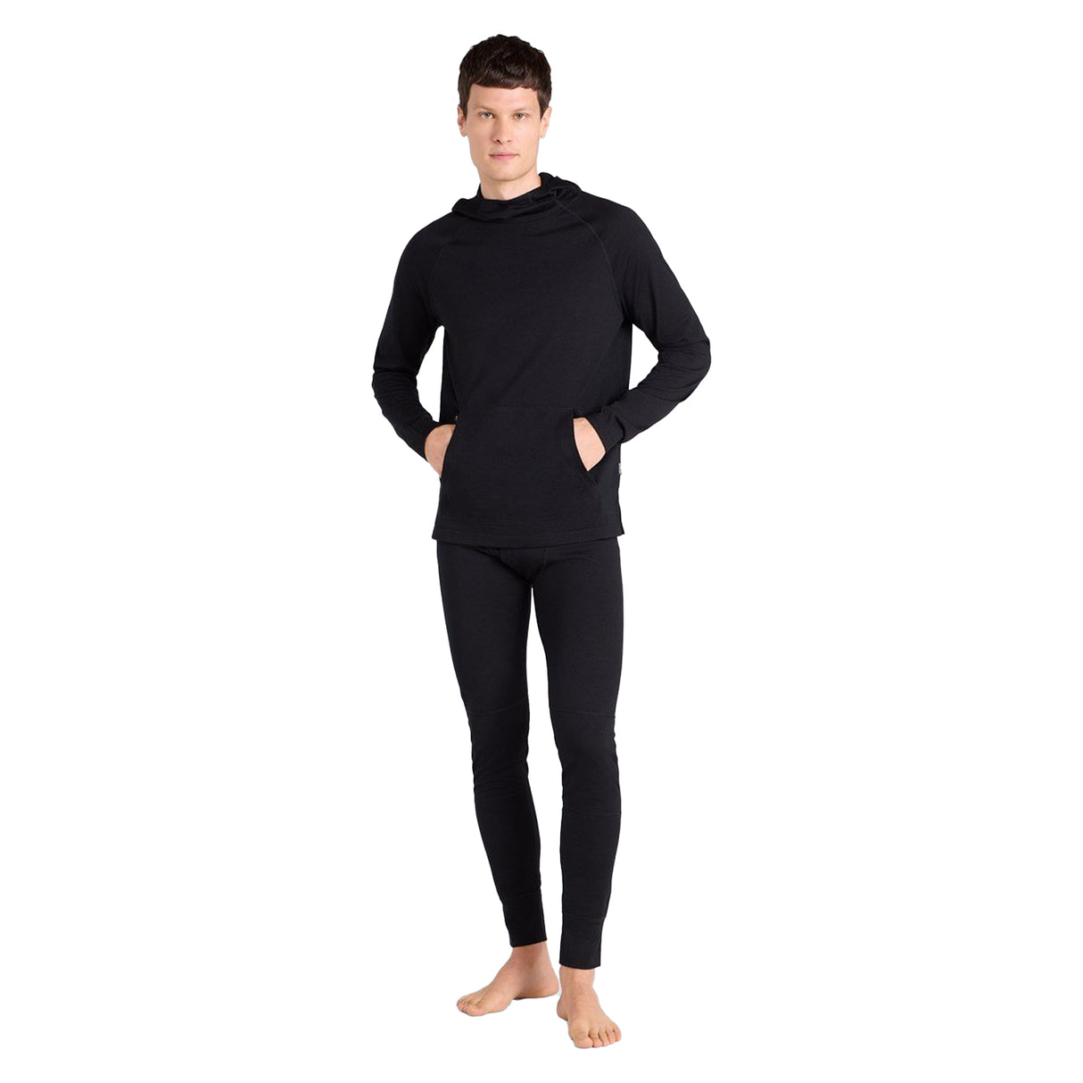 Animal Mens Merino Wool Hoodie Black