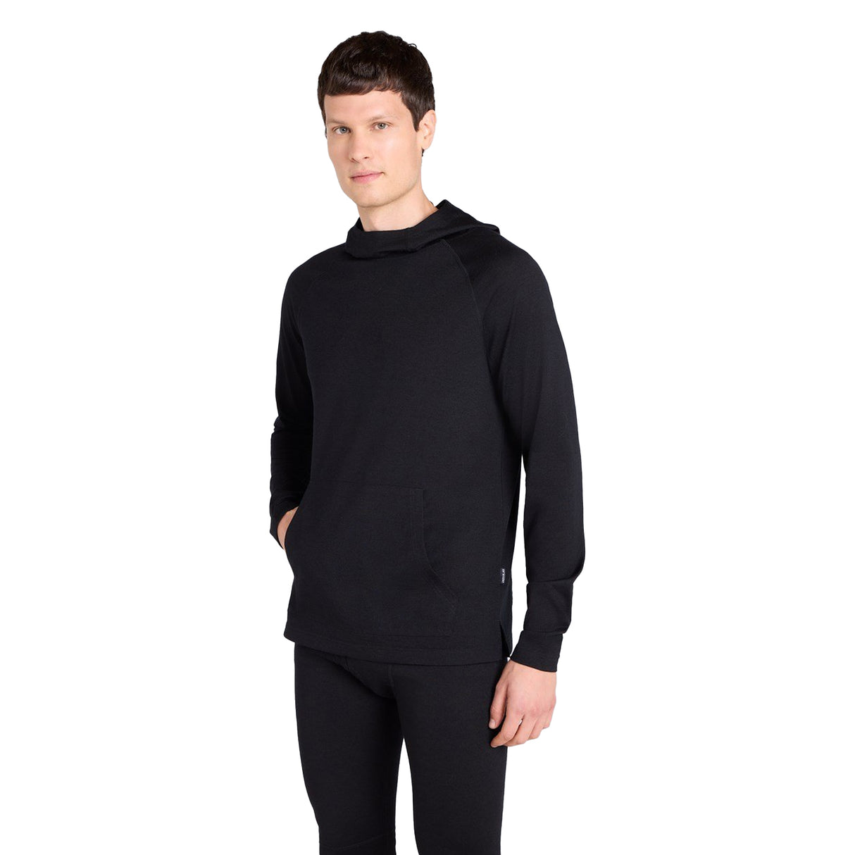 Animal Mens Merino Wool Hoodie Black