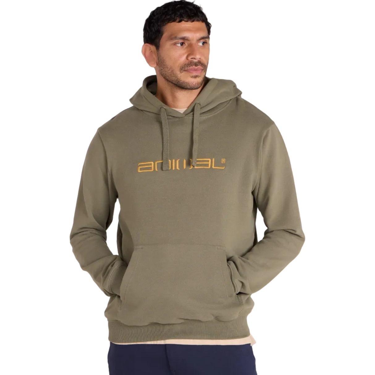 Animal Mens Driver Logo Organic Hoodie Dark Khaki