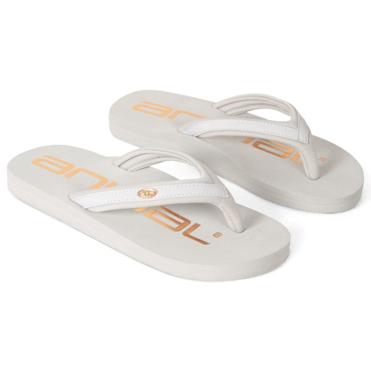 Animal Womens Logo Recycled Flip Flops Grey/Gold