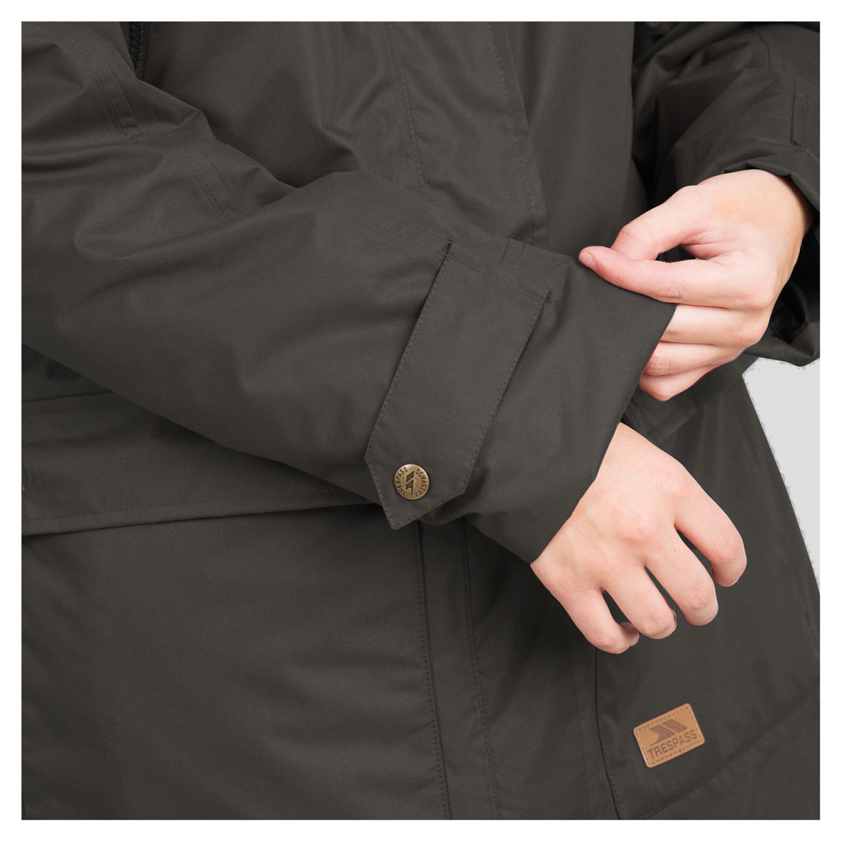 Trespass Womens Clea Waterproof Parka Dark Khaki