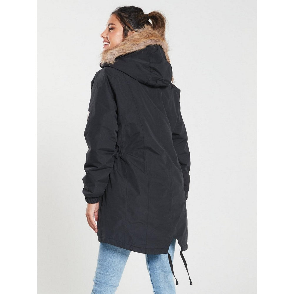 Trespass Womens Celebrity Insulated Longer Length Parka Jacket Black