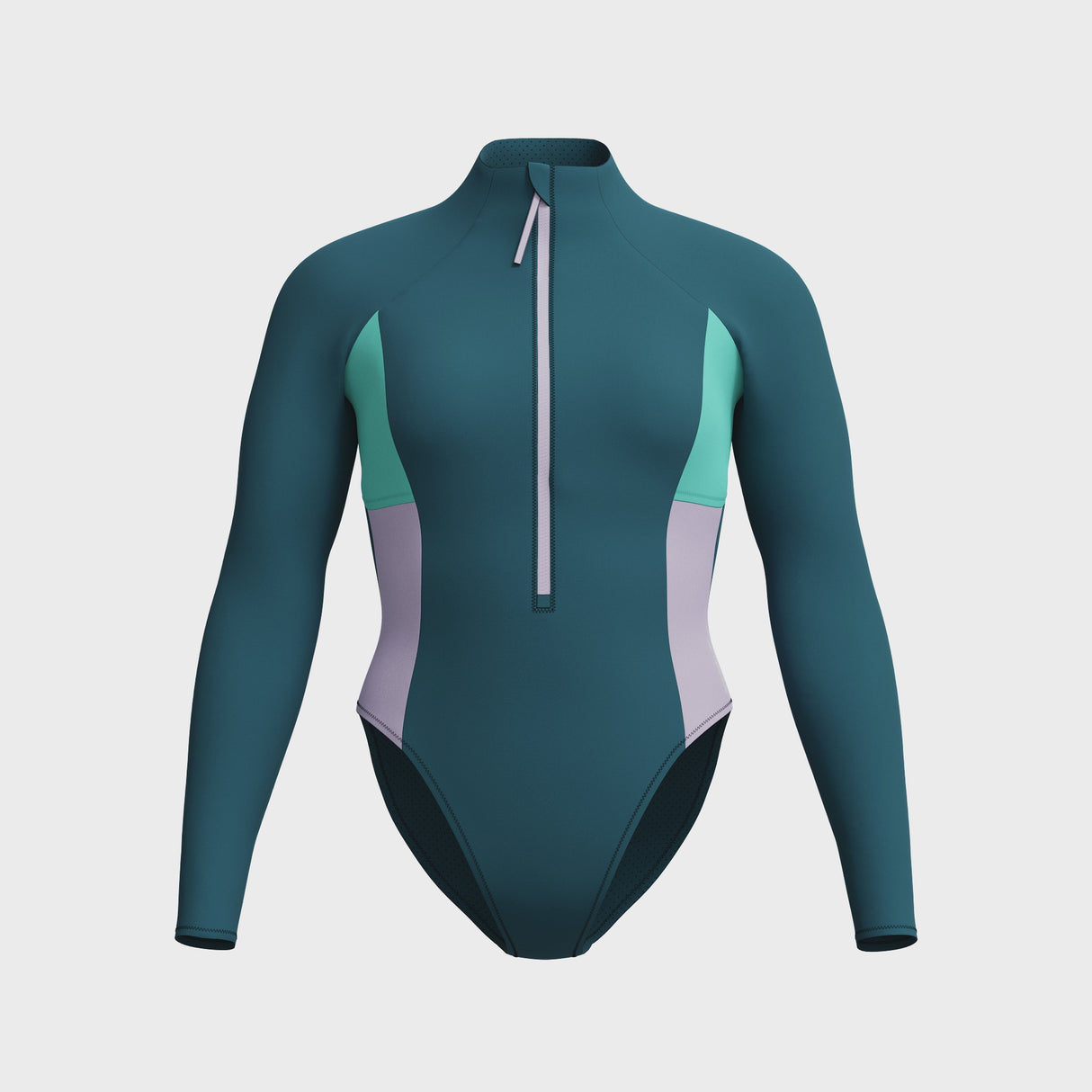 Speedo Womens Colourblock Long Sleeve Zip Swimsuit