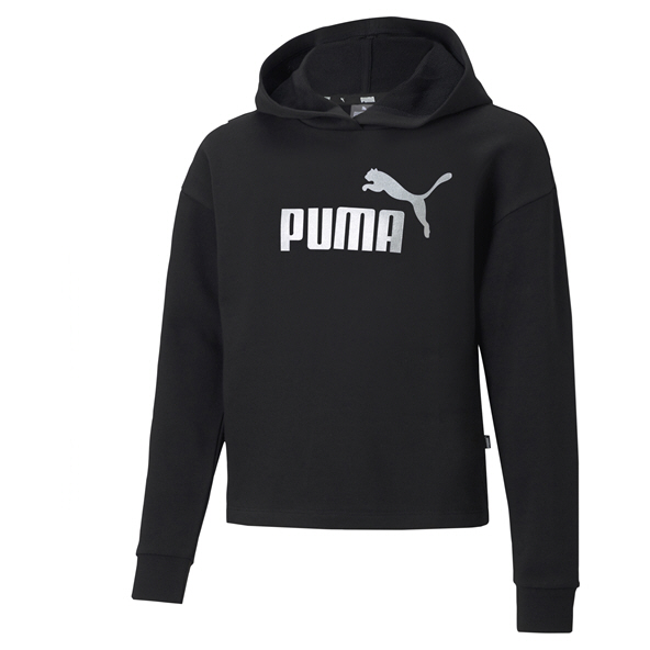 Puma Girls ESS+ Logo Cropped Hoody Black