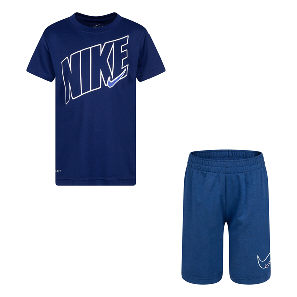 Nike Boys Jnr DriFit Tee Short Set Blue