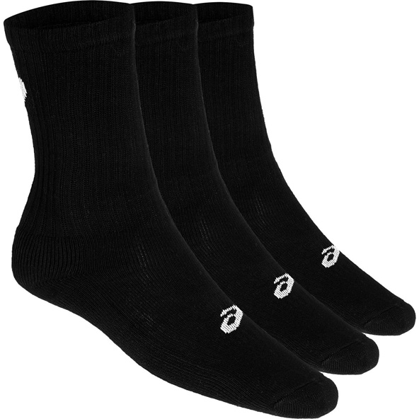 Asics 3 Pack Mens Crew Socks Black