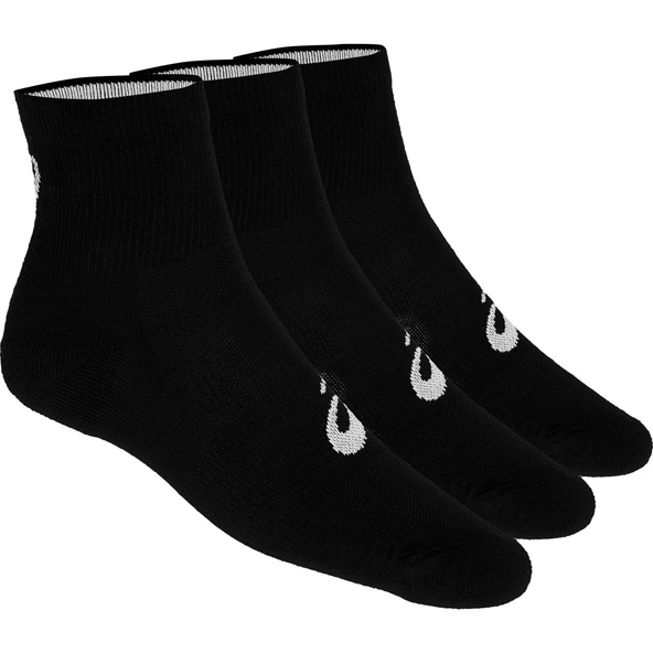 Asics 3 Pack Mens Quarter Socks Black